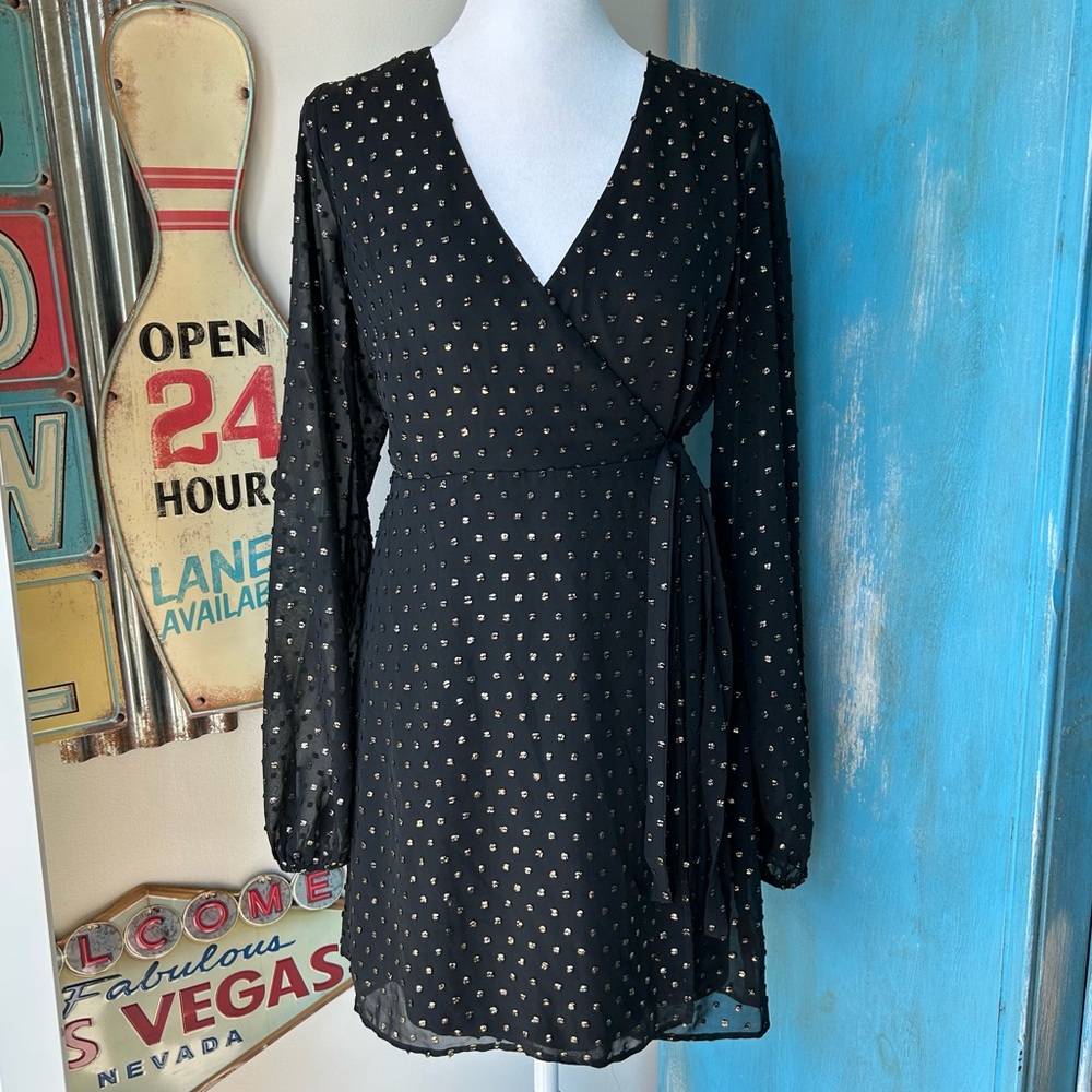 SHOW ME YOUR MUMU × REVOLVE Nola Wrap Mini Dress in Goldie Dot